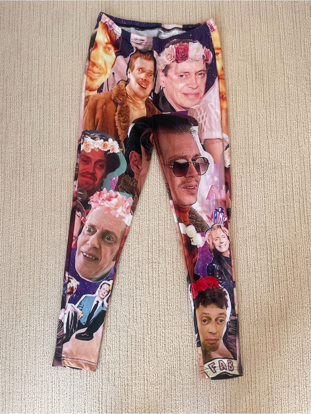 Novelty Steve Buschemi Print Leggings in Multi-Color